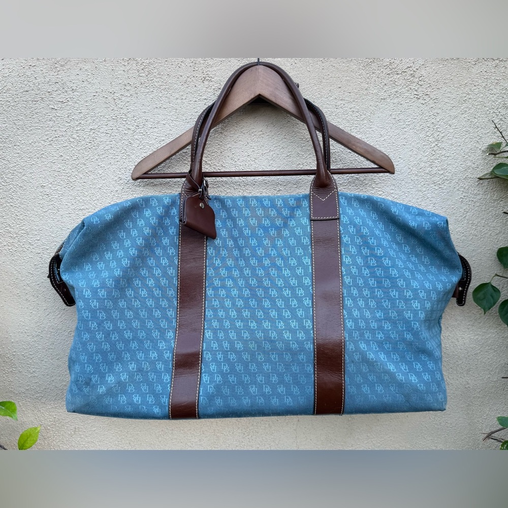 Vintage Dooney Bourke Blue Monogram Large duffel bag weekender luggage tote